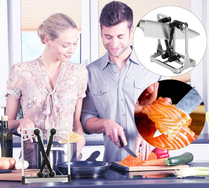 Knife Sharpener Tool with Self-Adjusting, Stainless Steel Tungsten Carbide | Manual Pull-Through Knife Sharpening for Kitchen Knives Helps Repair Sharpens, Hones, Polish Blades
