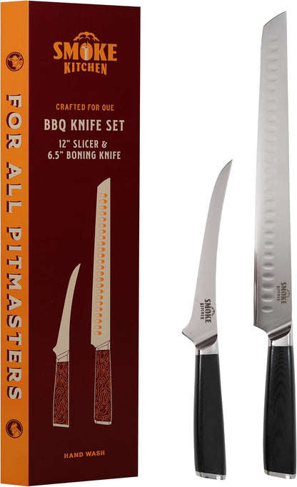 BBQ Knife Set – 12" Brisket Slicing Knife & 6.5" Boning Knife – VG-10 Steel, Full Tang, G10 Handle – Trim, Slice & Carve Brisket, Ribs, Chicken, Pork – Pitmaster Gift