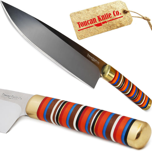 Chef Knife – 8-inch Blade Kitchen Knife – High-Hardness Japanese Steel Knives and Multicolored Handle – Ultra-Sharp Paring Knives – Birthday Gifts for Women and Men