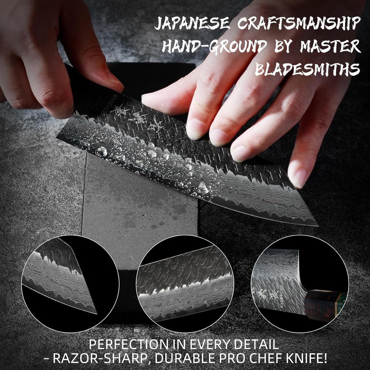 Japanese Kiritsuke Chef Knife, 7.5 Inch 71-Layer SLD High Carbon Steel Damascus Chef's Knives, Ultra Sharp Hammered Professional Kitchen Knife, Octagonal Ebony & Green Carbon Handle & Gift Box