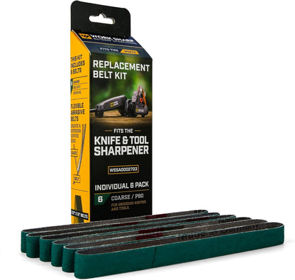 Knife & Tool Sharpener P80 Extra Coarse Grit Replacement Belt Kit WSSA0002703C Green