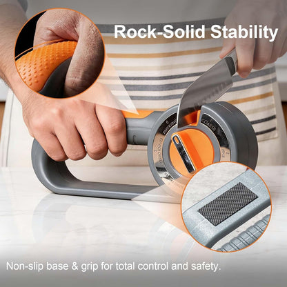 6-in-1 Knife Sharpener for Kitchen | Easy Dial Selects Mode for Chef's, Serrated, Scissors & Thin Blades, Non-Slip Base & Grip, Manual Sharpening Tool