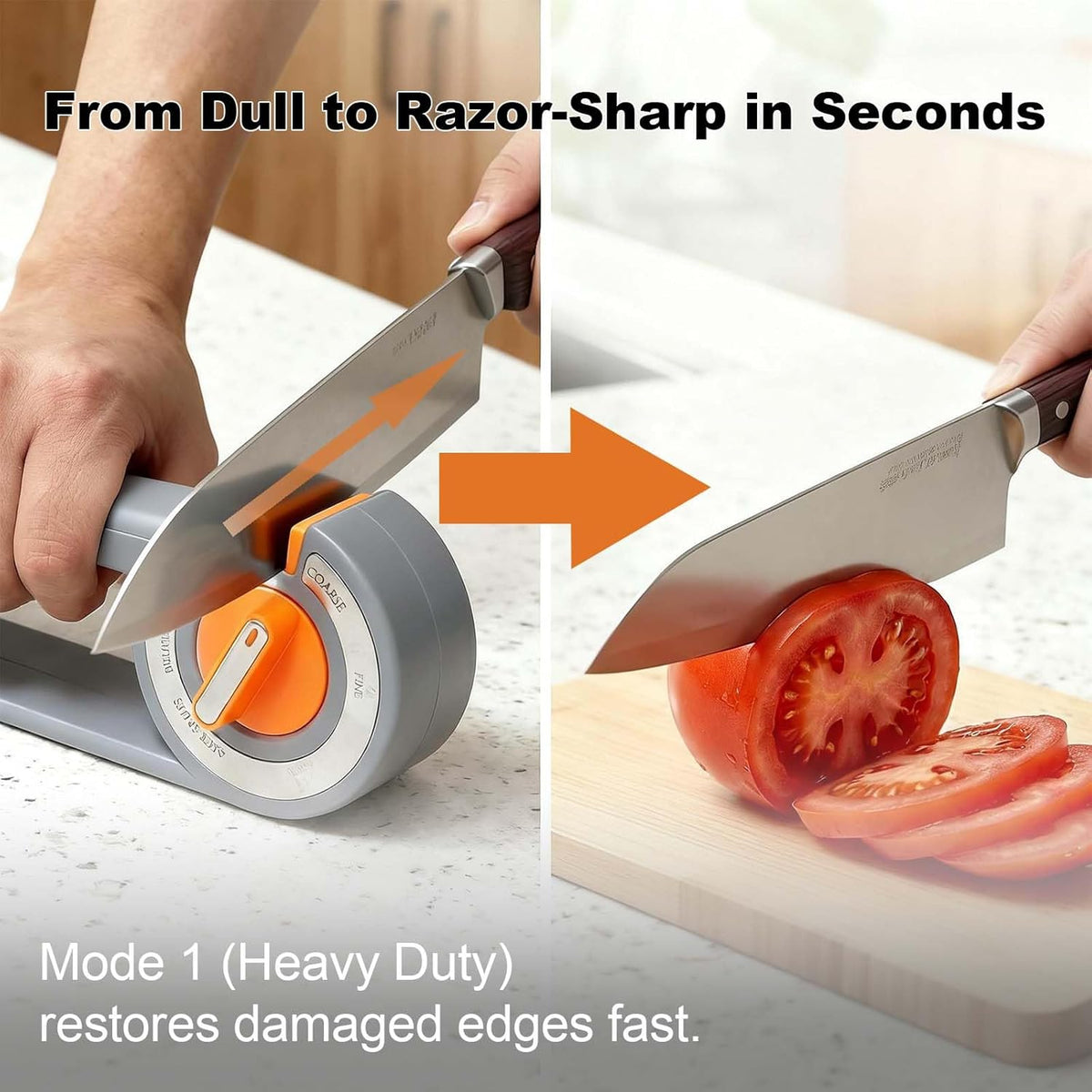 6-in-1 Knife Sharpener for Kitchen | Easy Dial Selects Mode for Chef's, Serrated, Scissors & Thin Blades, Non-Slip Base & Grip, Manual Sharpening Tool