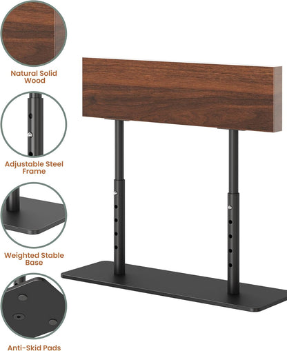 Acacia Wood Knife Block, Adjustable Height Magnetic Stand (8.66–11.81 in), Double-Sided Knife Storage, Thick Metal Base with Non-Slip Pads for Kitchen Counter