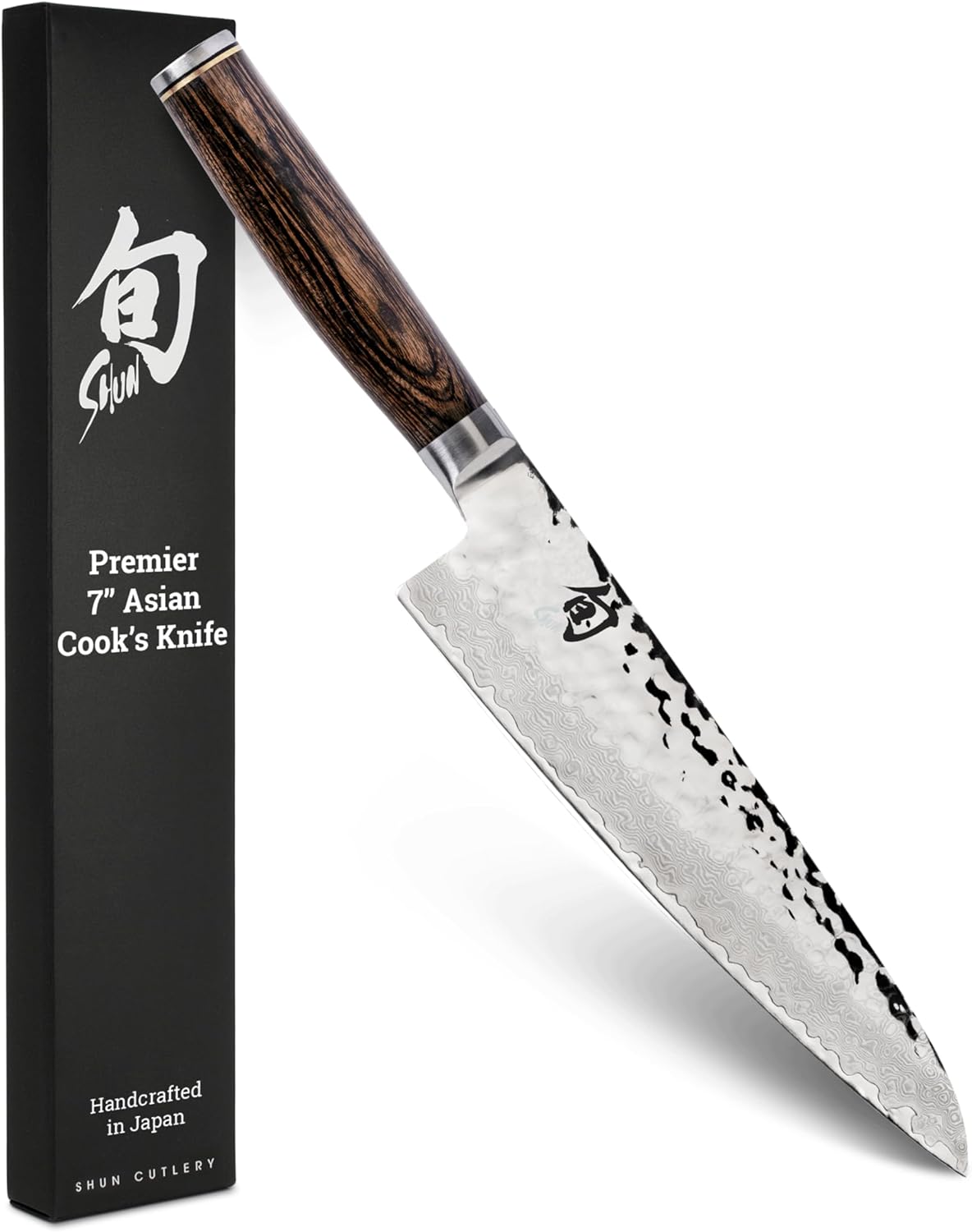 Premier 7" Asian Cook’s Knife, Handcrafted Japanese Kitchen Knife, VG-MAX Core with Damascus Stainless Steel Cladding, Pakkawood Handle, Gyuto-Style Tool for Professional and Home Chefs