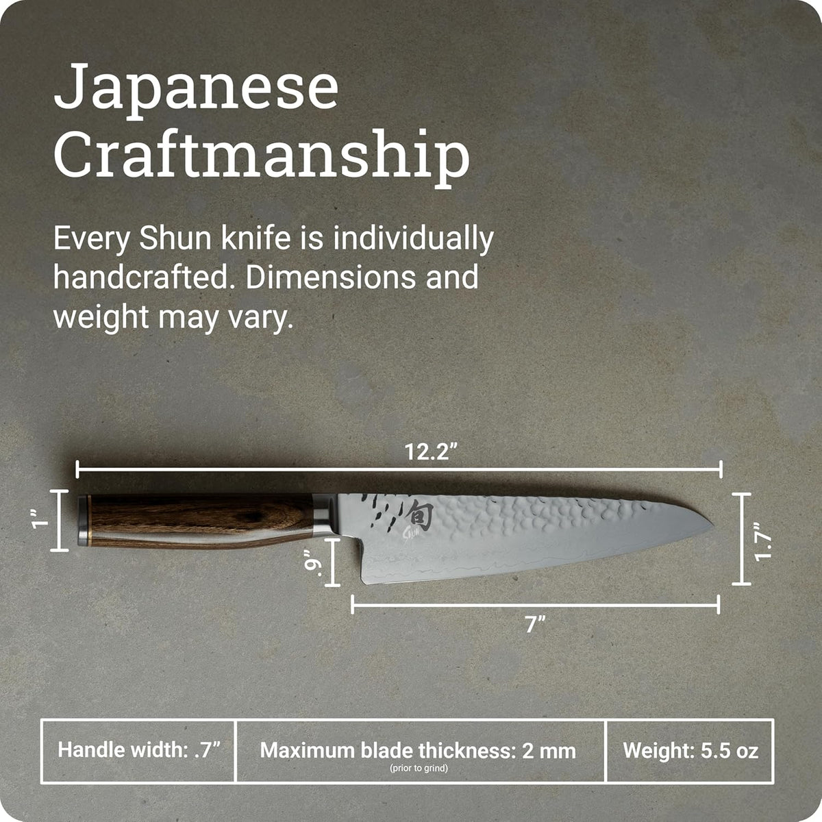 Premier 7" Asian Cook’s Knife, Handcrafted Japanese Kitchen Knife, VG-MAX Core with Damascus Stainless Steel Cladding, Pakkawood Handle, Gyuto-Style Tool for Professional and Home Chefs