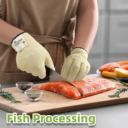 SlicePro Ultra-Durable ANSI Cut Resistant Gloves PR1501, 10X Reinforced Food Grade Cutting Glove, Mandoline Gloves for Kitchen Meat Cutting, Oyster Shucking, Fish Fillet Processing, M