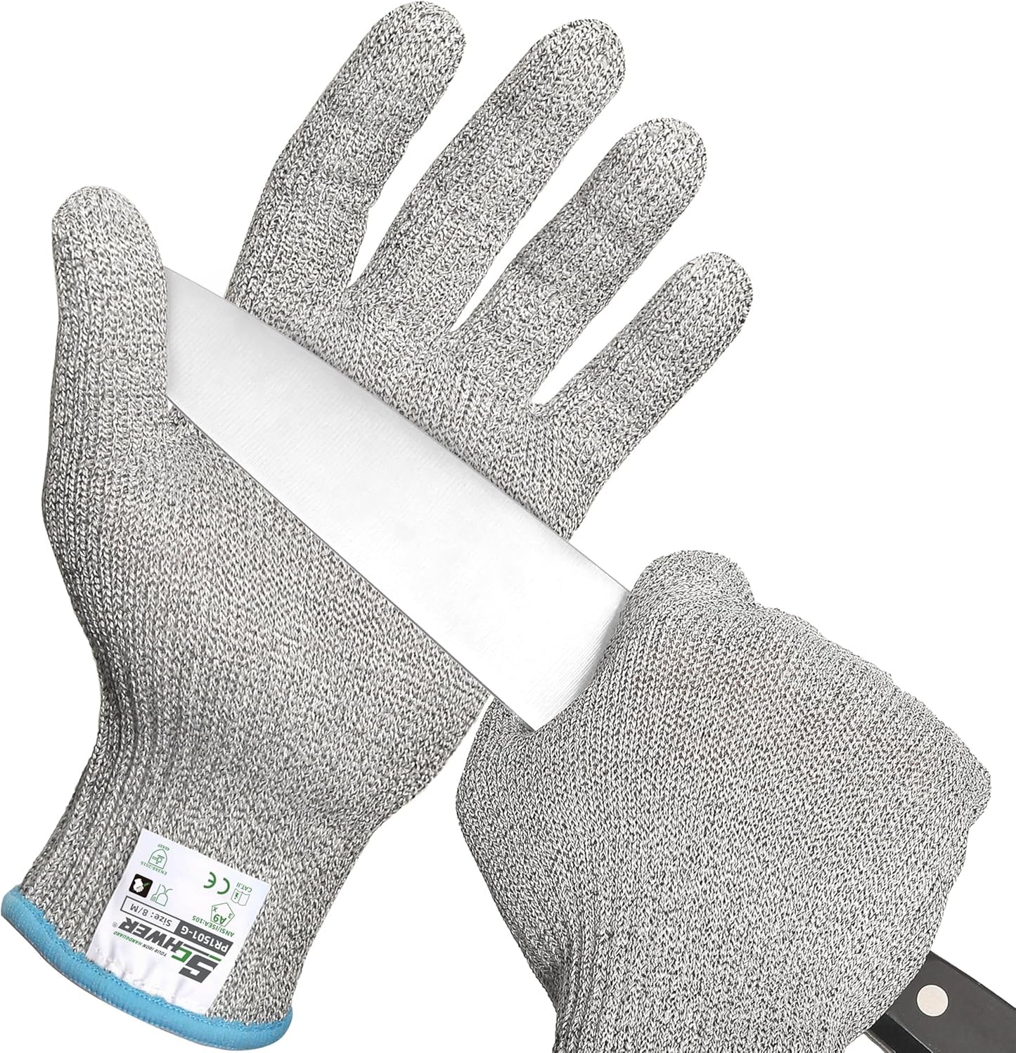 SlicePro Ultra-Durable ANSI Cut Resistant Gloves PR1501, 10X Reinforced Food Grade Cutting Glove, Mandoline Gloves for Kitchen Meat Cutting, Oyster Shucking, Fish Fillet Processing, M