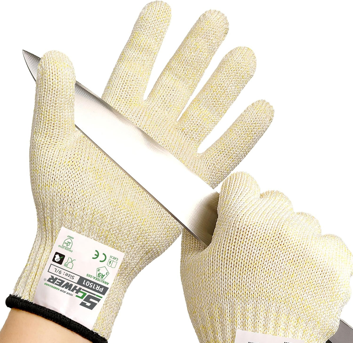 SlicePro Ultra-Durable ANSI Cut Resistant Gloves PR1501, 10X Reinforced Food Grade Cutting Glove, Mandoline Gloves for Kitchen Meat Cutting, Oyster Shucking, Fish Fillet Processing, M