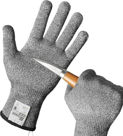 SlicePro Ultra-Durable ANSI Cut Resistant Gloves PR1501, 10X Reinforced Food Grade Cutting Glove, Mandoline Gloves for Kitchen Meat Cutting, Oyster Shucking, Fish Fillet Processing, M