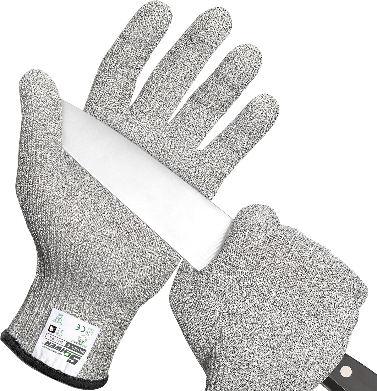 SlicePro Ultra-Durable ANSI Cut Resistant Gloves PR1501, 10X Reinforced Food Grade Cutting Glove, Mandoline Gloves for Kitchen Meat Cutting, Oyster Shucking, Fish Fillet Processing, M