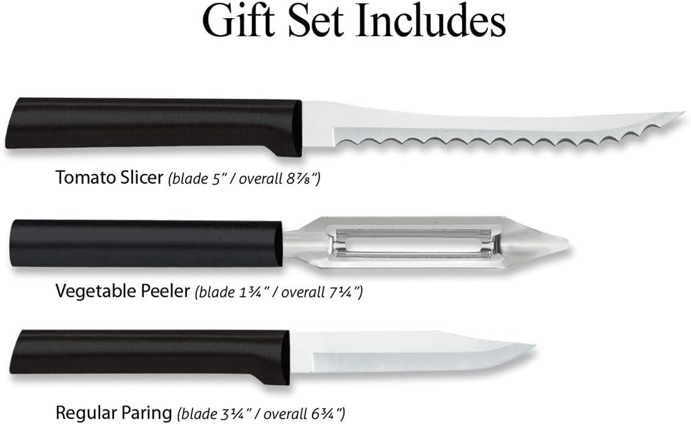 Peel, Pare & Slice Gift Set (S18), Silver Handle | 3-Piece Knife Set , Stainless Steel Blade, Silver Cast Aluminum Handle