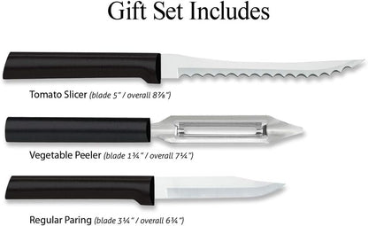 Peel, Pare & Slice Gift Set (S18), Silver Handle | 3-Piece Knife Set , Stainless Steel Blade, Silver Cast Aluminum Handle