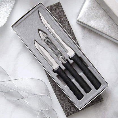 Peel, Pare & Slice Gift Set (S18), Silver Handle | 3-Piece Knife Set , Stainless Steel Blade, Silver Cast Aluminum Handle