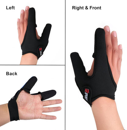 2-Pack Fishing Gloves (Left & Right Hand Set) | Two-Finger Anti-Cut Protector for Surf Casting & Fly Fishing | Non-Slip Breathable Finger Guard for Braid Line, Hooks & Fish Fin