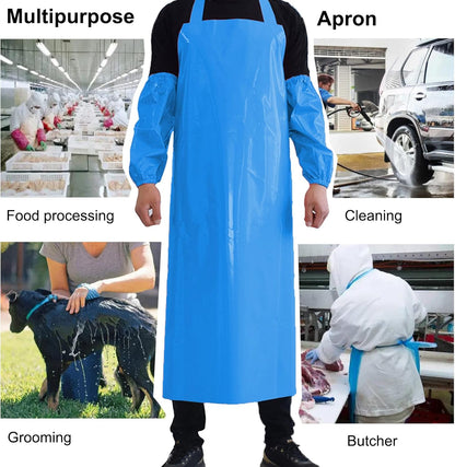 Waterproof Oil Proof Bib Apron Utility Apron Chemical Resistant Apron with Sleeve Work Apron Ultra Lightweight