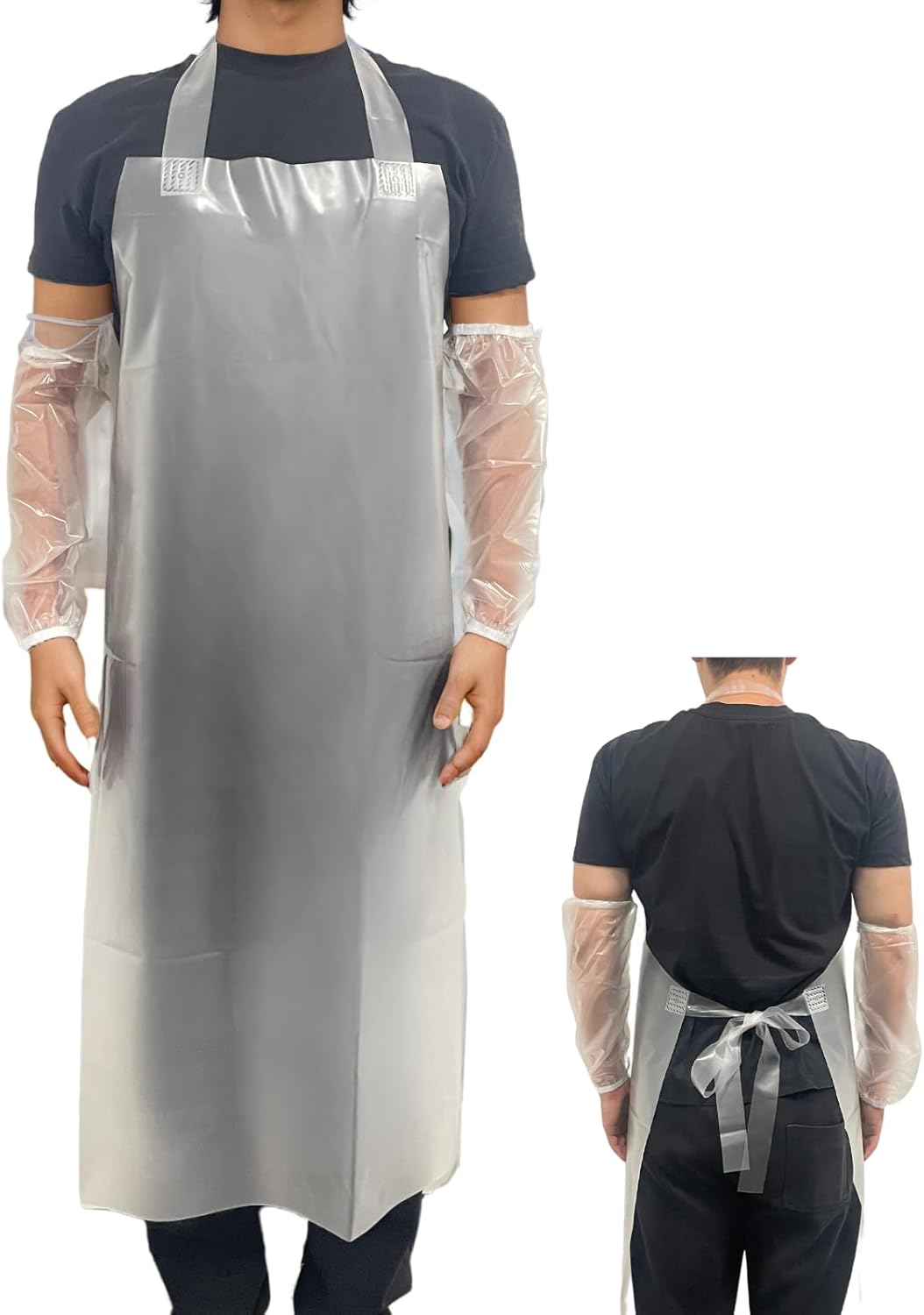 Waterproof Oil Proof Bib Apron Utility Apron Chemical Resistant Apron with Sleeve Work Apron Ultra Lightweight