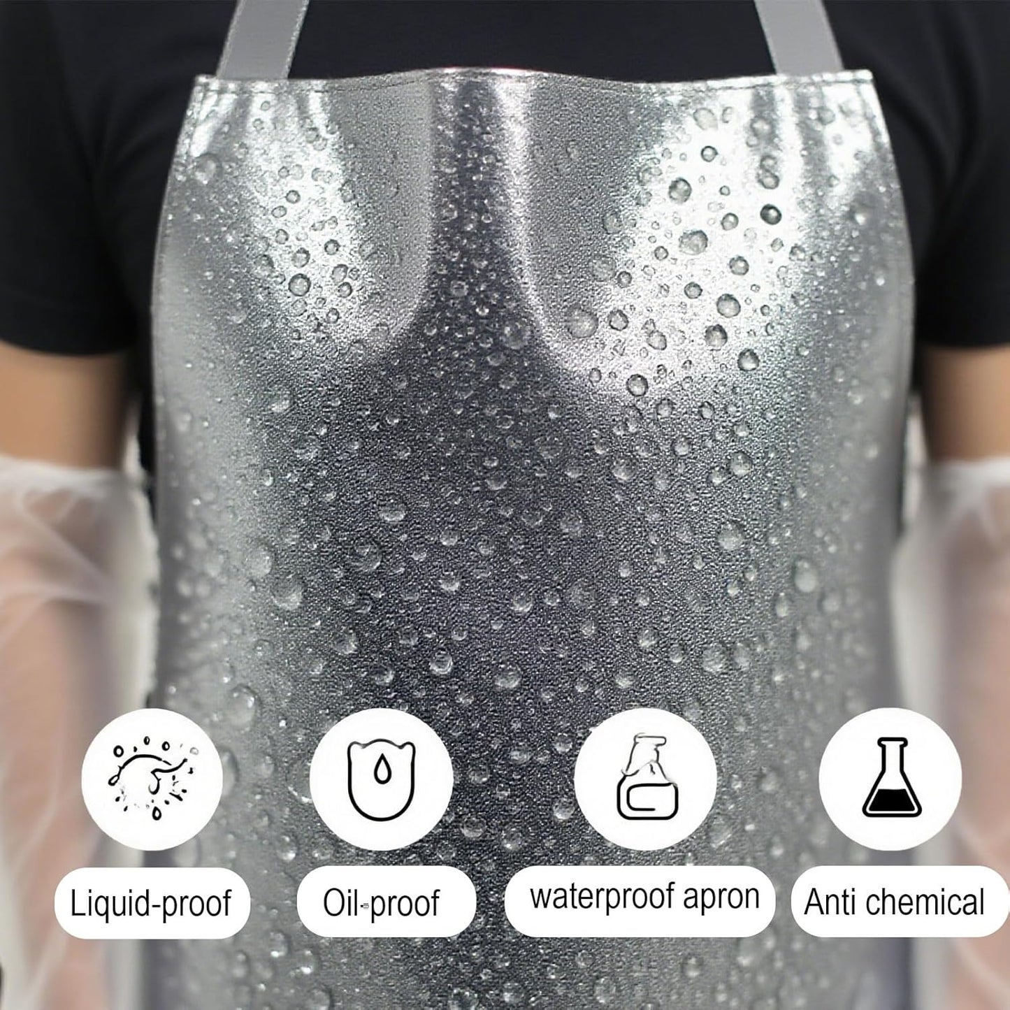 Waterproof Oil Proof Bib Apron Utility Apron Chemical Resistant Apron with Sleeve Work Apron Ultra Lightweight