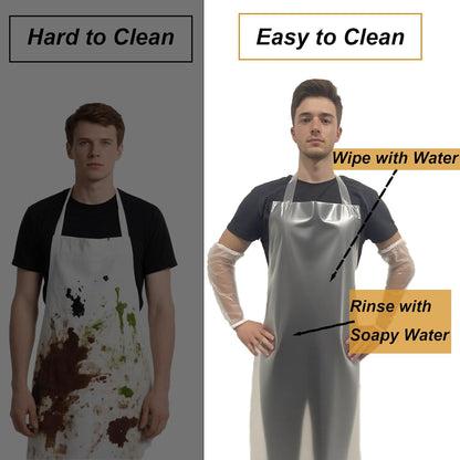 Waterproof Oil Proof Bib Apron Utility Apron Chemical Resistant Apron with Sleeve Work Apron Ultra Lightweight