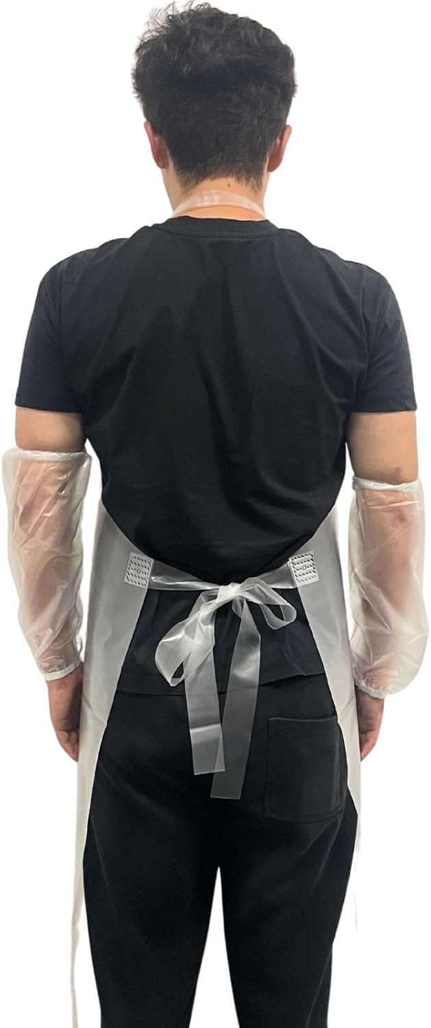Waterproof Oil Proof Bib Apron Utility Apron Chemical Resistant Apron with Sleeve Work Apron Ultra Lightweight