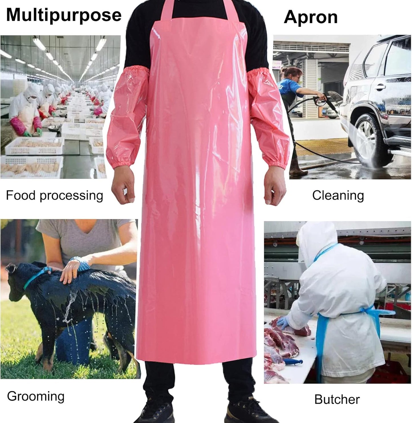 Waterproof Oil Proof Bib Apron Utility Apron Chemical Resistant Apron with Sleeve Work Apron Ultra Lightweight