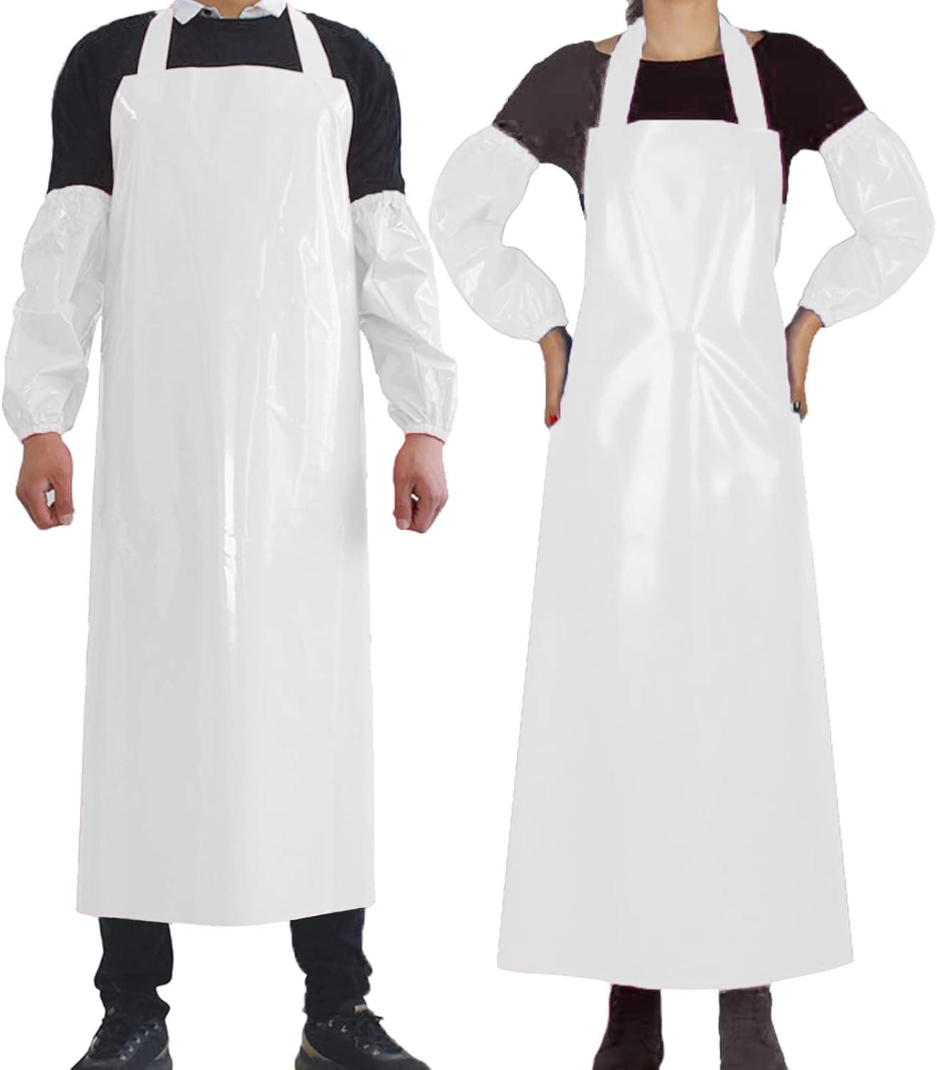 Waterproof Oil Proof Bib Apron Utility Apron Chemical Resistant Apron with Sleeve Work Apron Ultra Lightweight