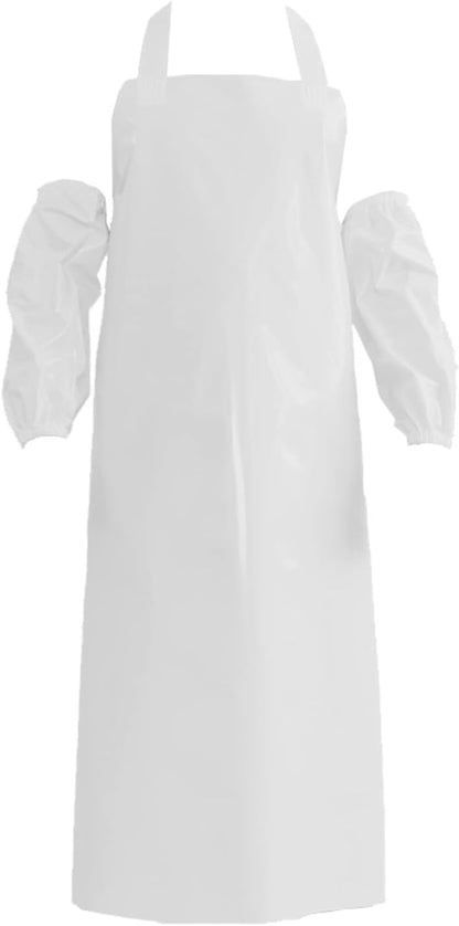 Waterproof Oil Proof Bib Apron Utility Apron Chemical Resistant Apron with Sleeve Work Apron Ultra Lightweight
