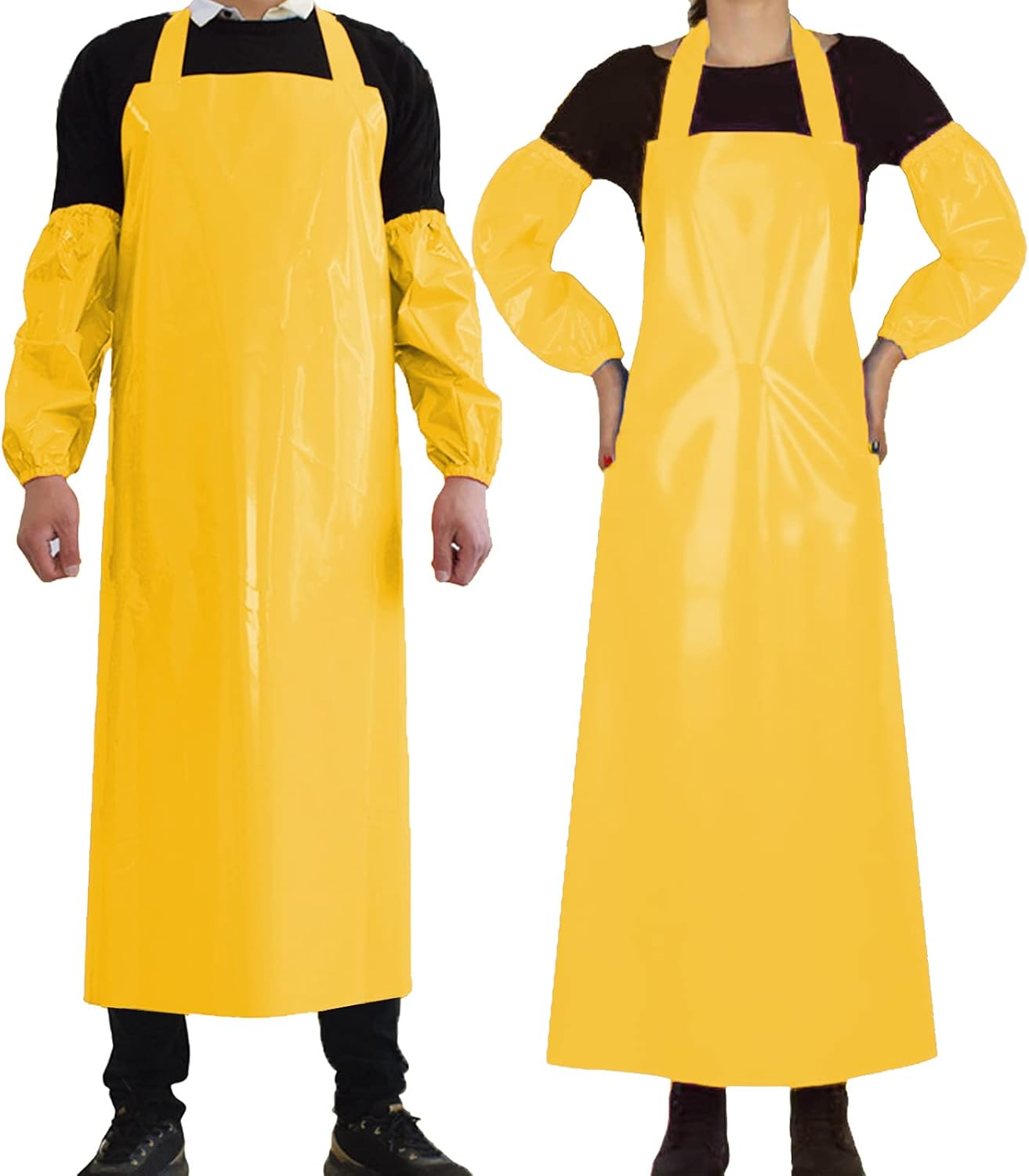 Waterproof Oil Proof Bib Apron Utility Apron Chemical Resistant Apron with Sleeve Work Apron Ultra Lightweight