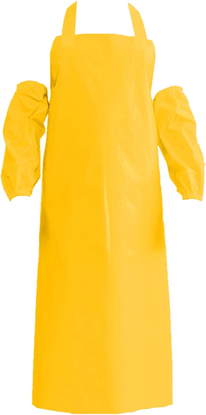 Waterproof Oil Proof Bib Apron Utility Apron Chemical Resistant Apron with Sleeve Work Apron Ultra Lightweight