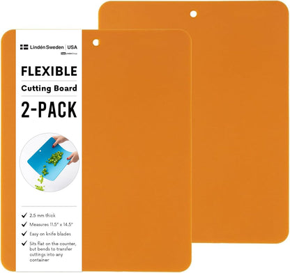 Flexible Cutting Board 2-Pack - Lays Flat for Secure Work Surface - Extra-Thick for Durability - BPA-Free and Food-Safe - 14.5 x 11.5”, Lime/Pink