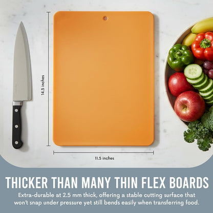Flexible Cutting Board 2-Pack - Lays Flat for Secure Work Surface - Extra-Thick for Durability - BPA-Free and Food-Safe - 14.5 x 11.5”, Lime/Pink