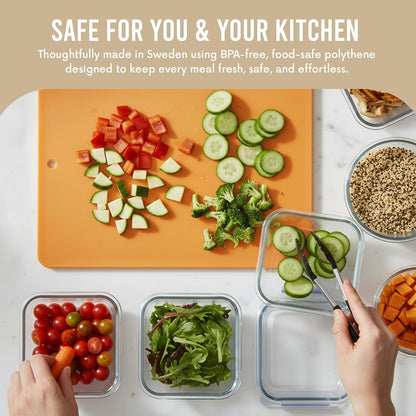 Flexible Cutting Board 2-Pack - Lays Flat for Secure Work Surface - Extra-Thick for Durability - BPA-Free and Food-Safe - 14.5 x 11.5”, Lime/Pink