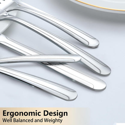 72-Pieces Silverware Set for 12, Flatware Set with Steak Knives, Stainless Steel Cutlery Set, Include Forks Spoons and Knives Set, Dishwasher Safe Utensil Sets for Home Restaurant