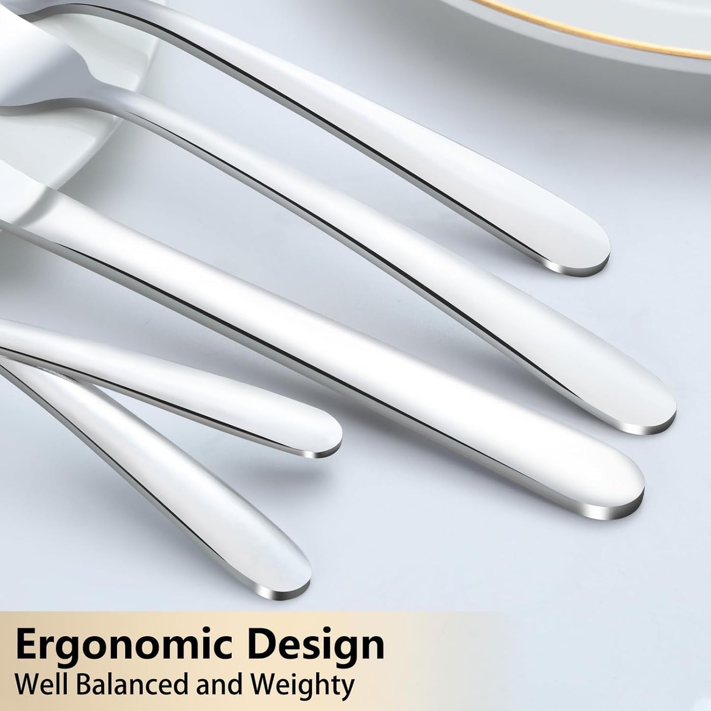 72-Pieces Silverware Set for 12, Flatware Set with Steak Knives, Stainless Steel Cutlery Set, Include Forks Spoons and Knives Set, Dishwasher Safe Utensil Sets for Home Restaurant