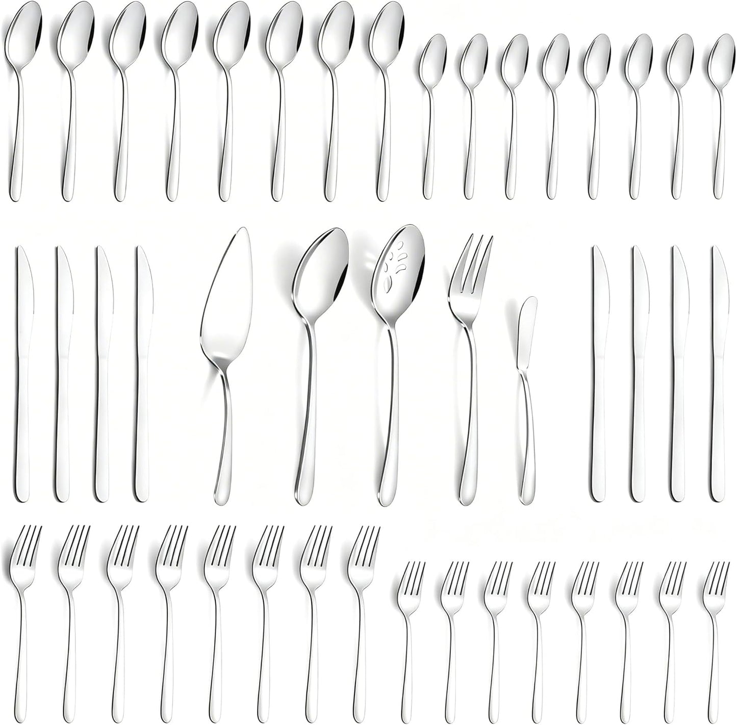 72-Pieces Silverware Set for 12, Flatware Set with Steak Knives, Stainless Steel Cutlery Set, Include Forks Spoons and Knives Set, Dishwasher Safe Utensil Sets for Home Restaurant