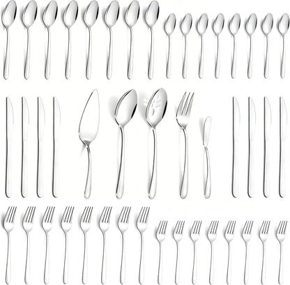 72-Pieces Silverware Set for 12, Flatware Set with Steak Knives, Stainless Steel Cutlery Set, Include Forks Spoons and Knives Set, Dishwasher Safe Utensil Sets for Home Restaurant