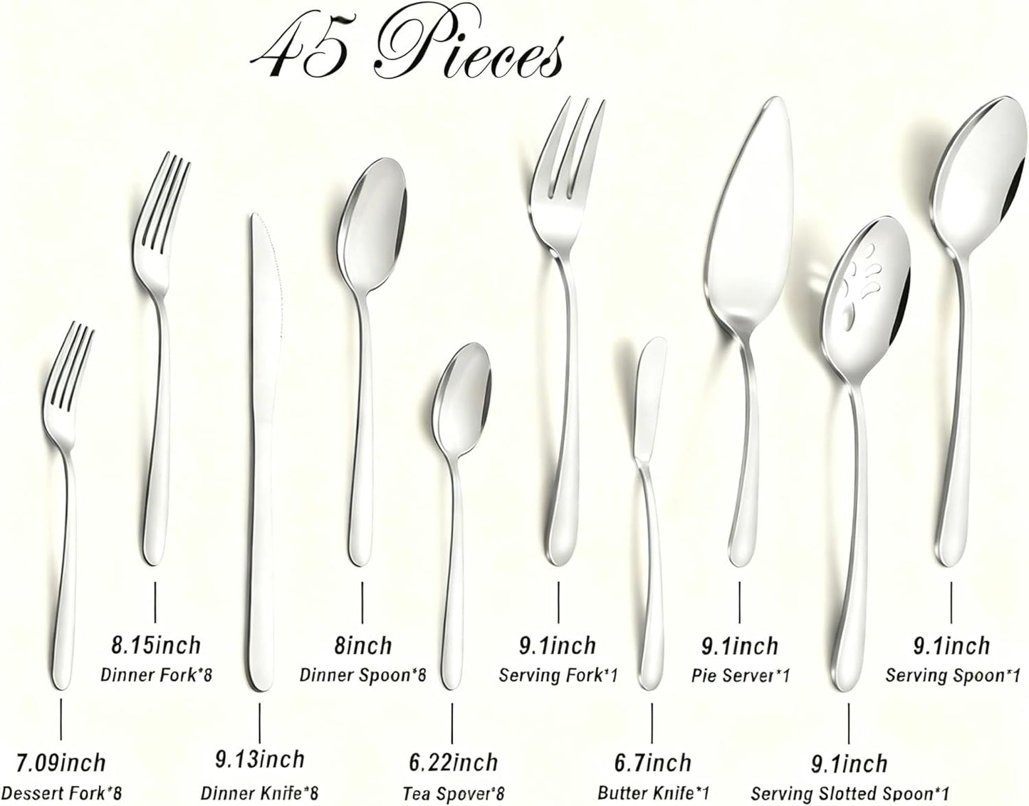 72-Pieces Silverware Set for 12, Flatware Set with Steak Knives, Stainless Steel Cutlery Set, Include Forks Spoons and Knives Set, Dishwasher Safe Utensil Sets for Home Restaurant