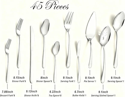 72-Pieces Silverware Set for 12, Flatware Set with Steak Knives, Stainless Steel Cutlery Set, Include Forks Spoons and Knives Set, Dishwasher Safe Utensil Sets for Home Restaurant