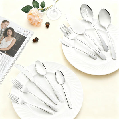 72-Pieces Silverware Set for 12, Flatware Set with Steak Knives, Stainless Steel Cutlery Set, Include Forks Spoons and Knives Set, Dishwasher Safe Utensil Sets for Home Restaurant