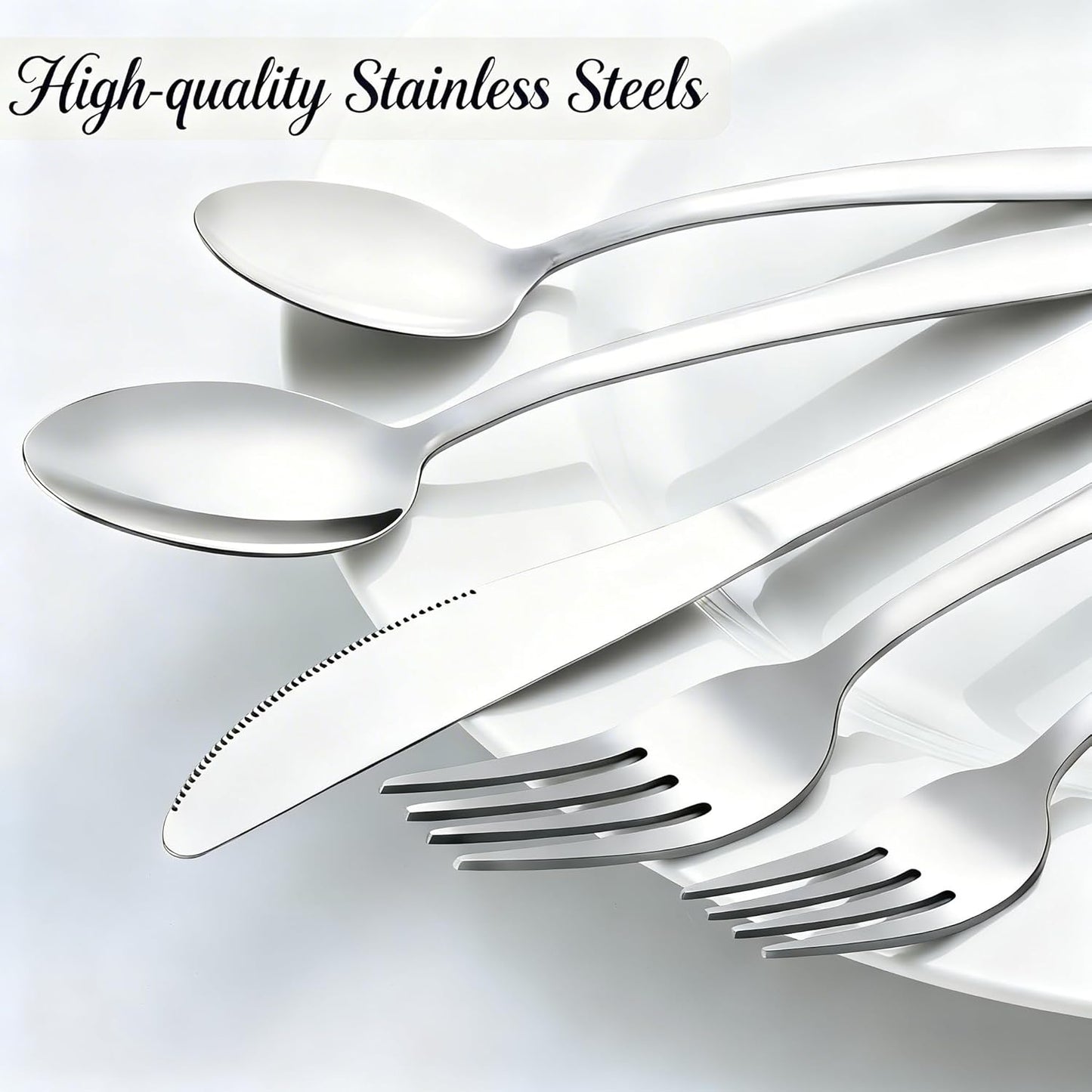 72-Pieces Silverware Set for 12, Flatware Set with Steak Knives, Stainless Steel Cutlery Set, Include Forks Spoons and Knives Set, Dishwasher Safe Utensil Sets for Home Restaurant