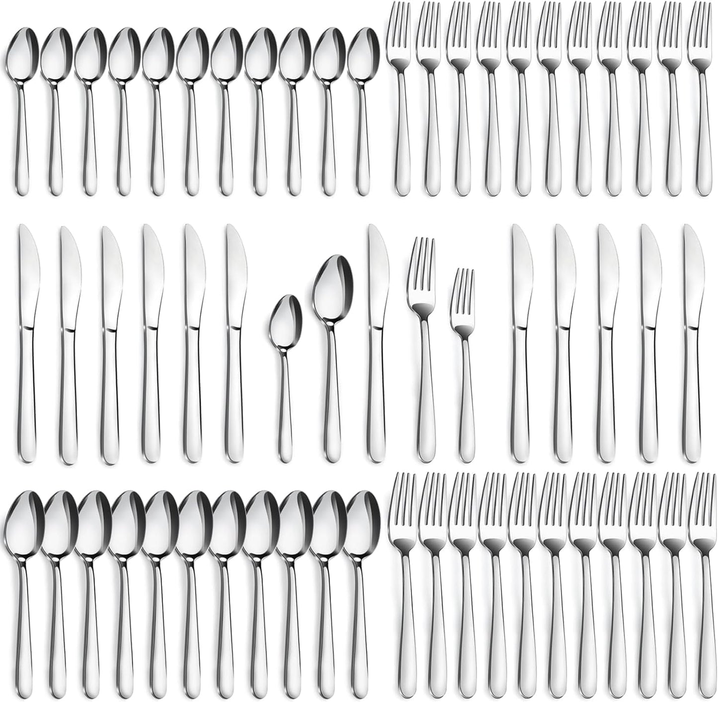 72-Pieces Silverware Set for 12, Flatware Set with Steak Knives, Stainless Steel Cutlery Set, Include Forks Spoons and Knives Set, Dishwasher Safe Utensil Sets for Home Restaurant