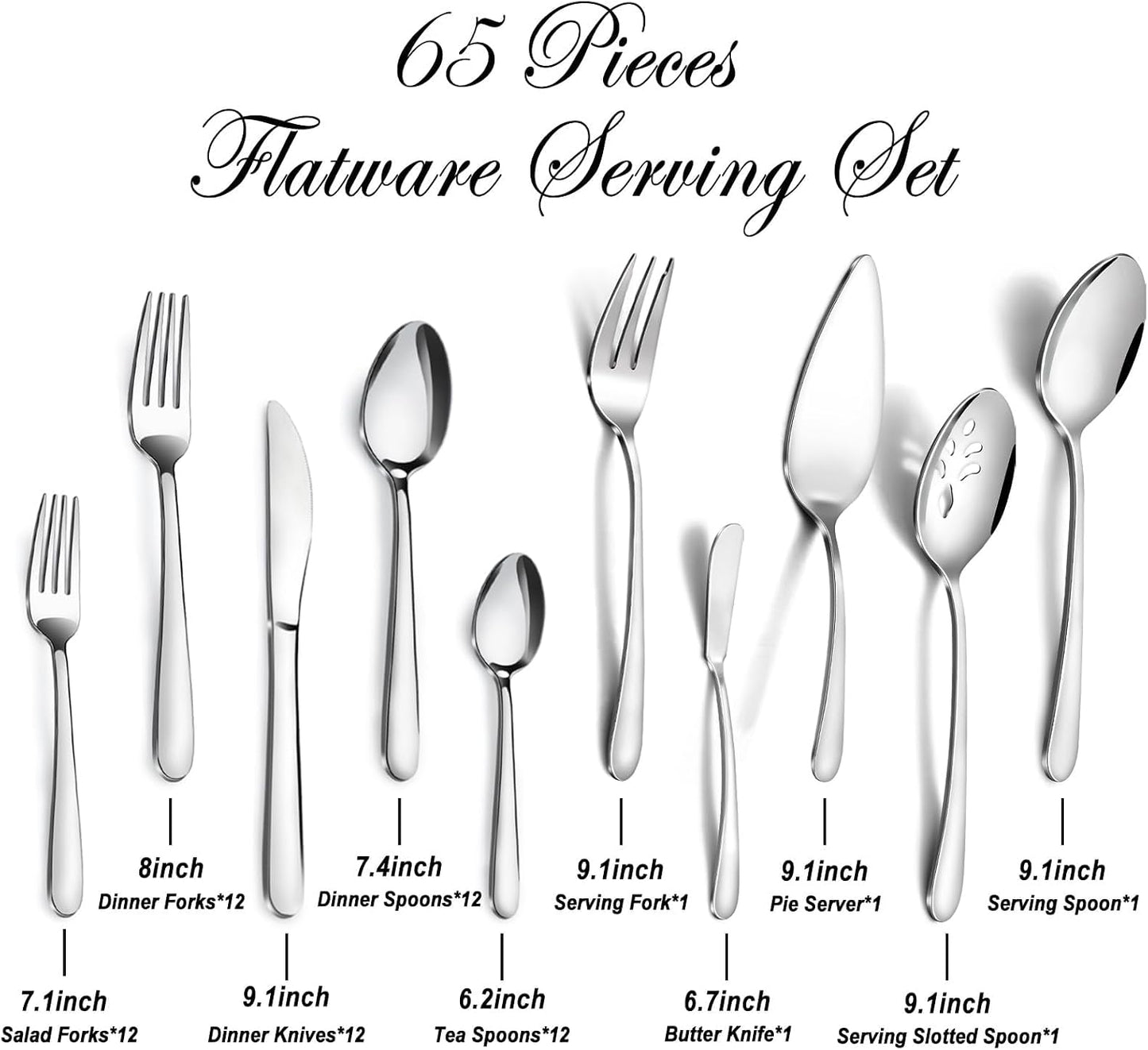 72-Pieces Silverware Set for 12, Flatware Set with Steak Knives, Stainless Steel Cutlery Set, Include Forks Spoons and Knives Set, Dishwasher Safe Utensil Sets for Home Restaurant
