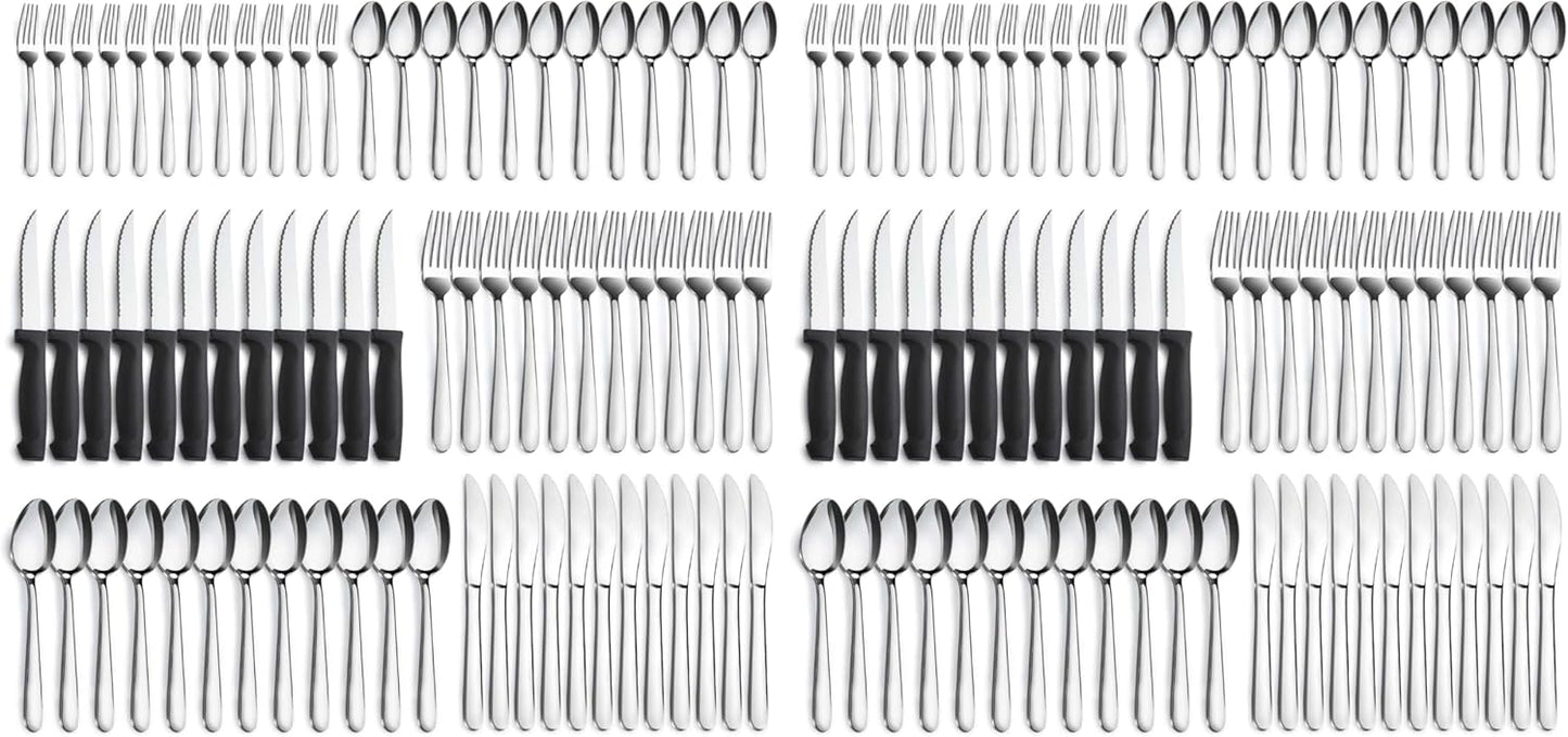 72-Pieces Silverware Set for 12, Flatware Set with Steak Knives, Stainless Steel Cutlery Set, Include Forks Spoons and Knives Set, Dishwasher Safe Utensil Sets for Home Restaurant