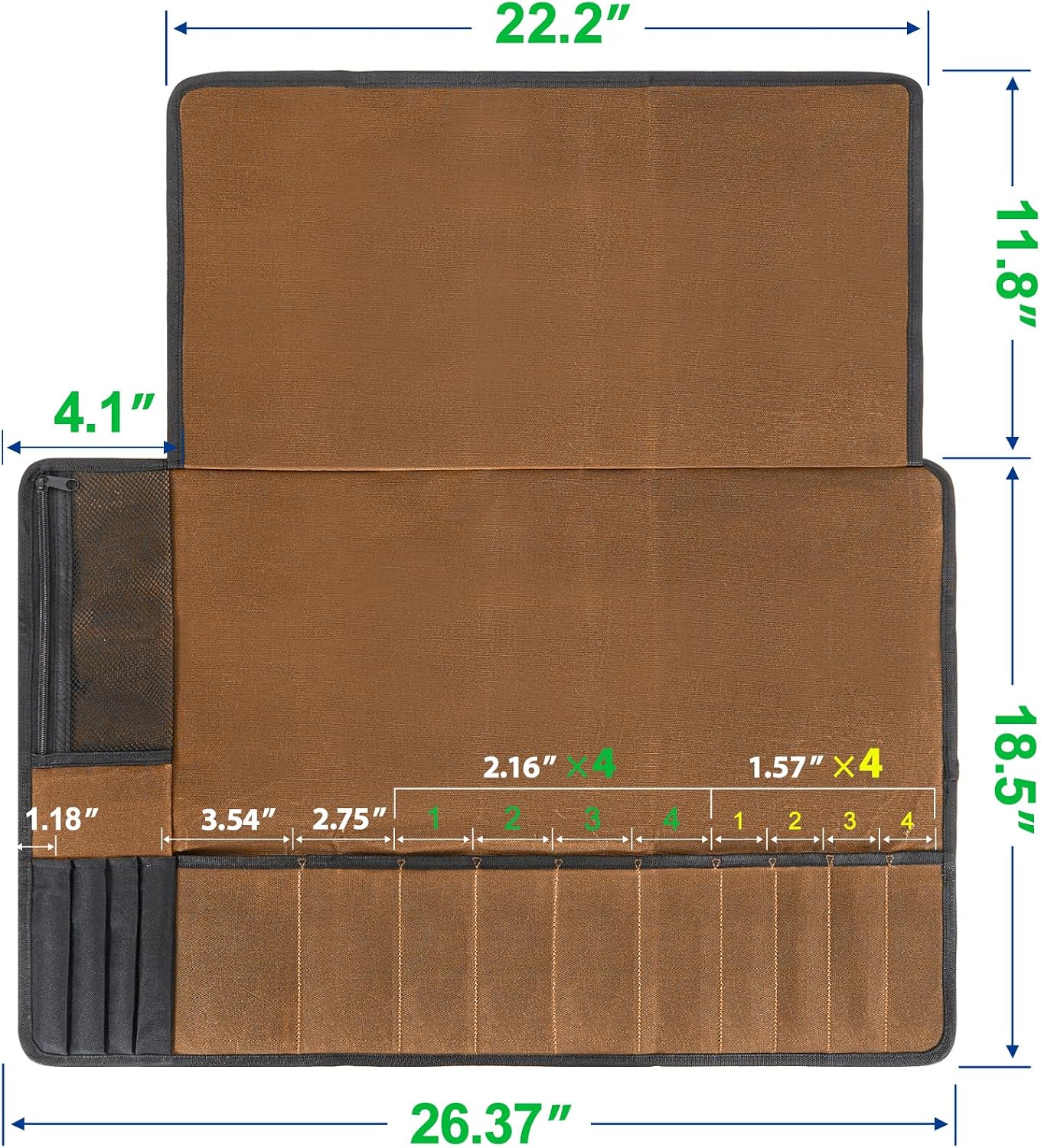 Chef Knife Roll Bag,Knife Roll Bag,Knife Bags for Chefs Professional,Knives Bag,Portable Chef Knife Cases with 14 Slots and Adjustable Shoulder Strap (Bag Only),Brown