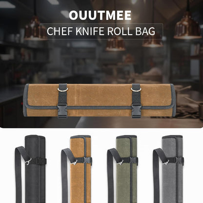 Chef Knife Roll Bag,Knife Roll Bag,Knife Bags for Chefs Professional,Knives Bag,Portable Chef Knife Cases with 14 Slots and Adjustable Shoulder Strap (Bag Only),Brown