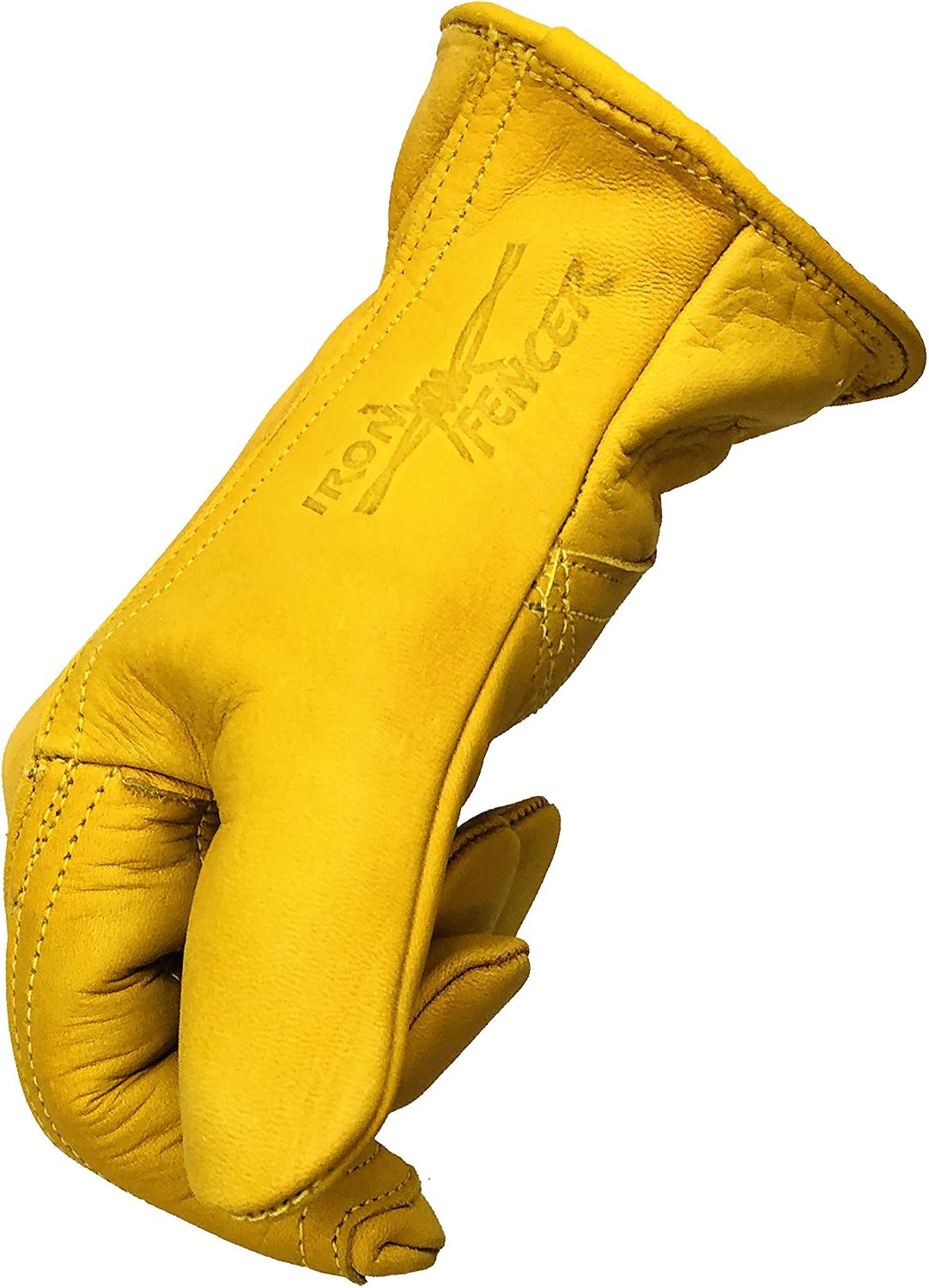 Iron Fencer Leather Work Glove - 207 Large Golden Stag Cowhide Leather Fencing Gloves for Men Heavy Duty Double Palm, Guantes de Trabajo, Ranch, 207L