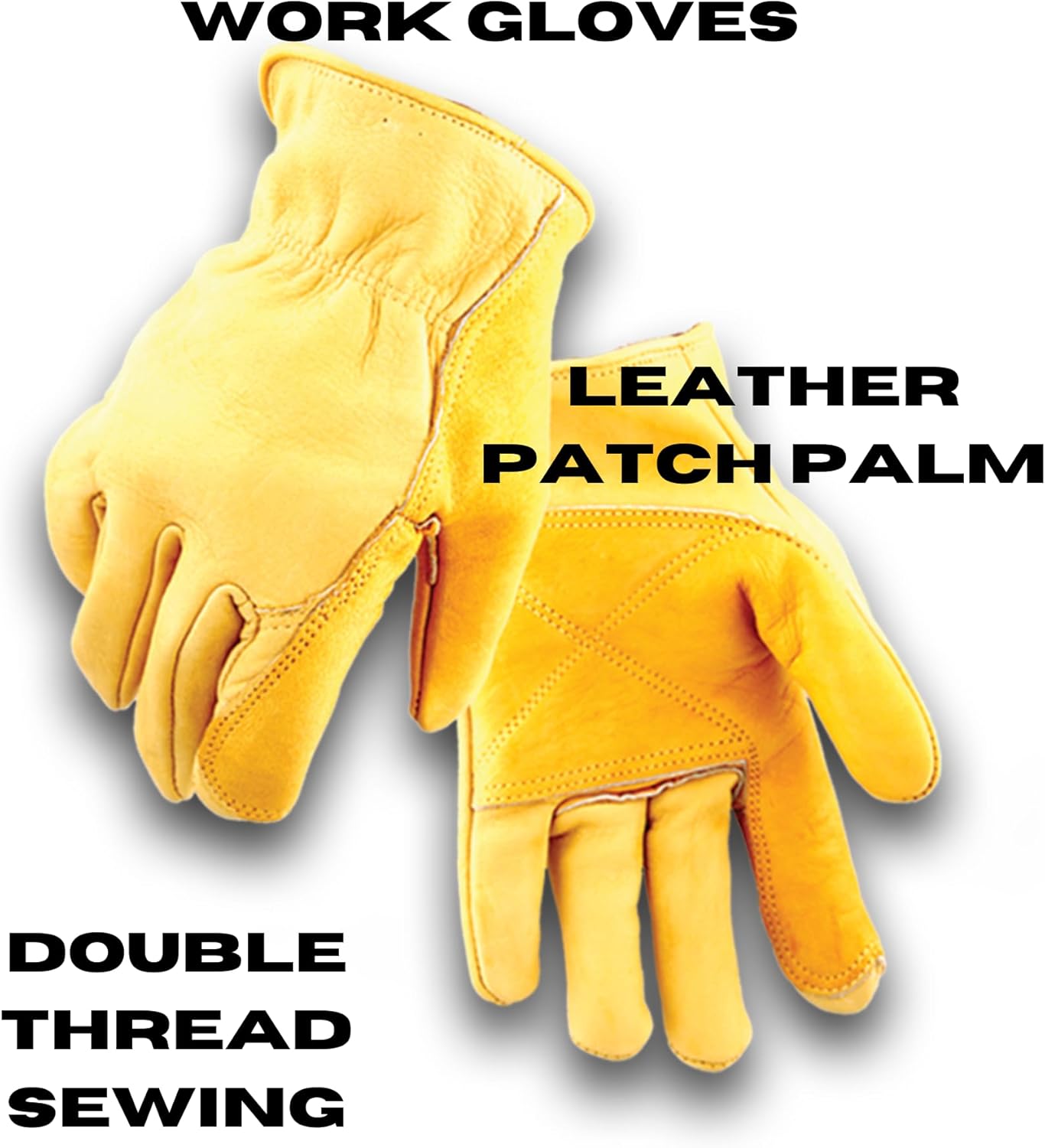 Iron Fencer Leather Work Glove - 207 Large Golden Stag Cowhide Leather Fencing Gloves for Men Heavy Duty Double Palm, Guantes de Trabajo, Ranch, 207L
