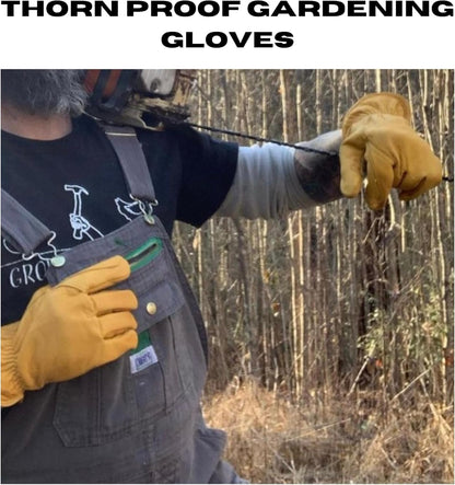 Iron Fencer Leather Work Glove - 207 Large Golden Stag Cowhide Leather Fencing Gloves for Men Heavy Duty Double Palm, Guantes de Trabajo, Ranch, 207L