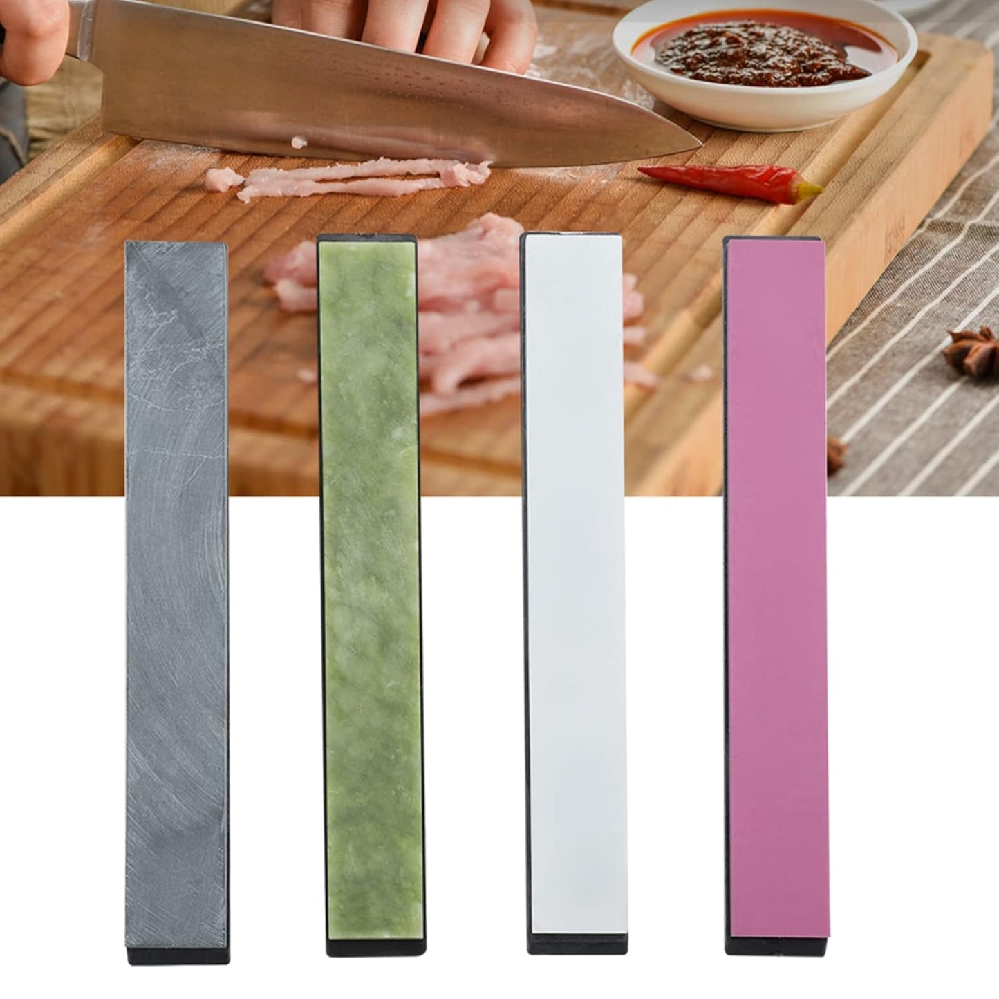 Knife Sharpening Stone Whetstone, 4pcs 3000/5000/8000/10000 Grits Colorful Grindstone with Base for Knives Sharpening Fixed Angle Knife Sharpener, Steel Grinding Disc