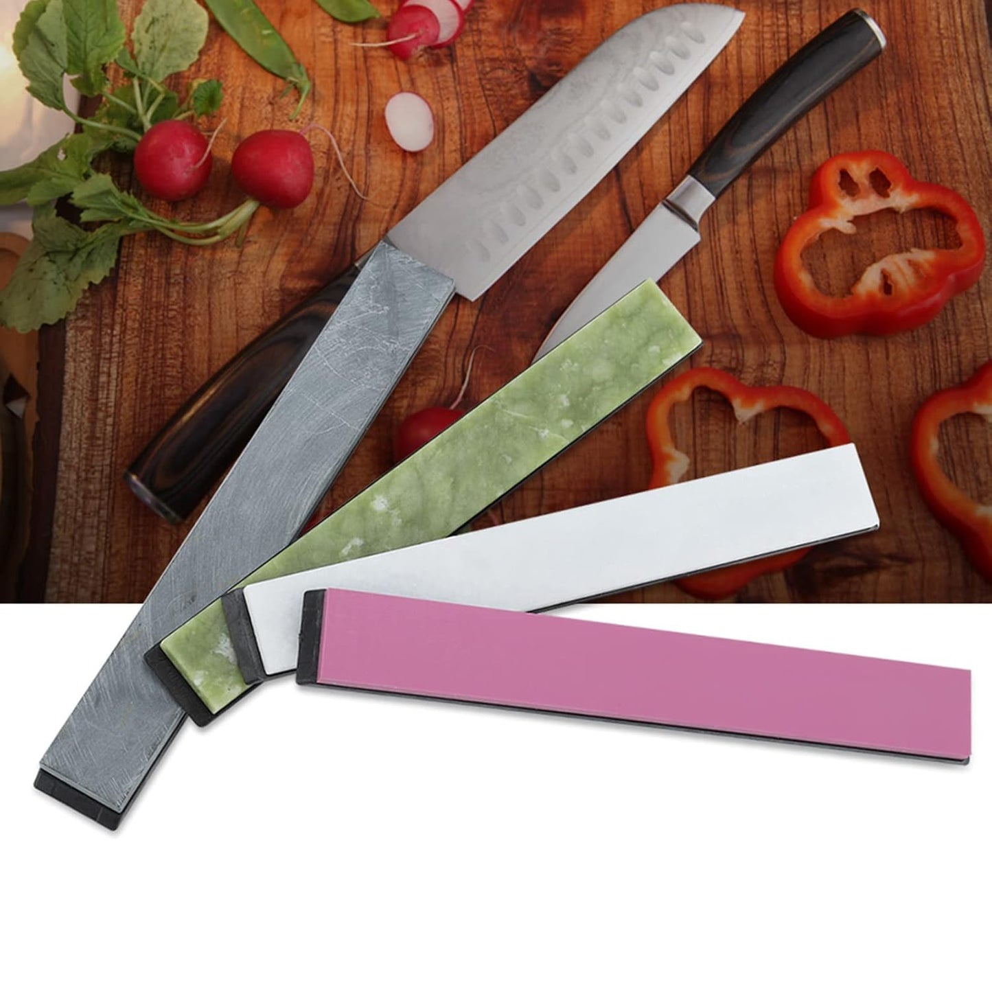 Knife Sharpening Stone Whetstone, 4pcs 3000/5000/8000/10000 Grits Colorful Grindstone with Base for Knives Sharpening Fixed Angle Knife Sharpener, Steel Grinding Disc